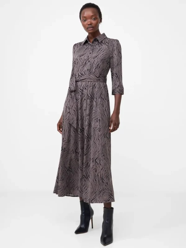 FRENCH CONNECTION Day Dresses<Abstract Midi Shirt Dress Chocolatetorte/Black