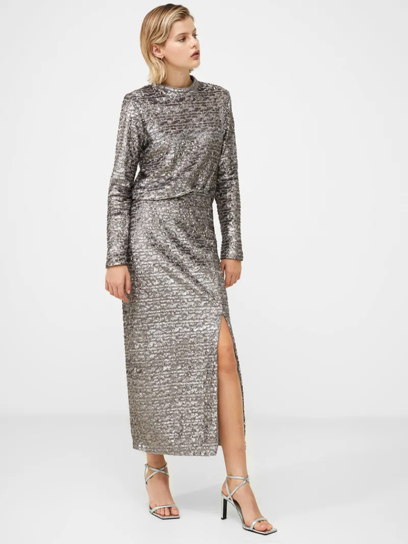 FRENCH CONNECTION Co-ords<Adalynn Sequin Midi Skirt GunMetal