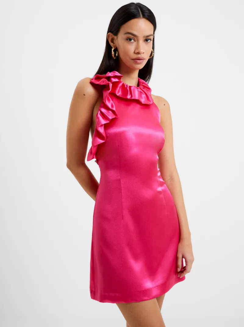 FRENCH CONNECTION Party Dresses<Adora Satin Ruffle Mini Dress Fuschia