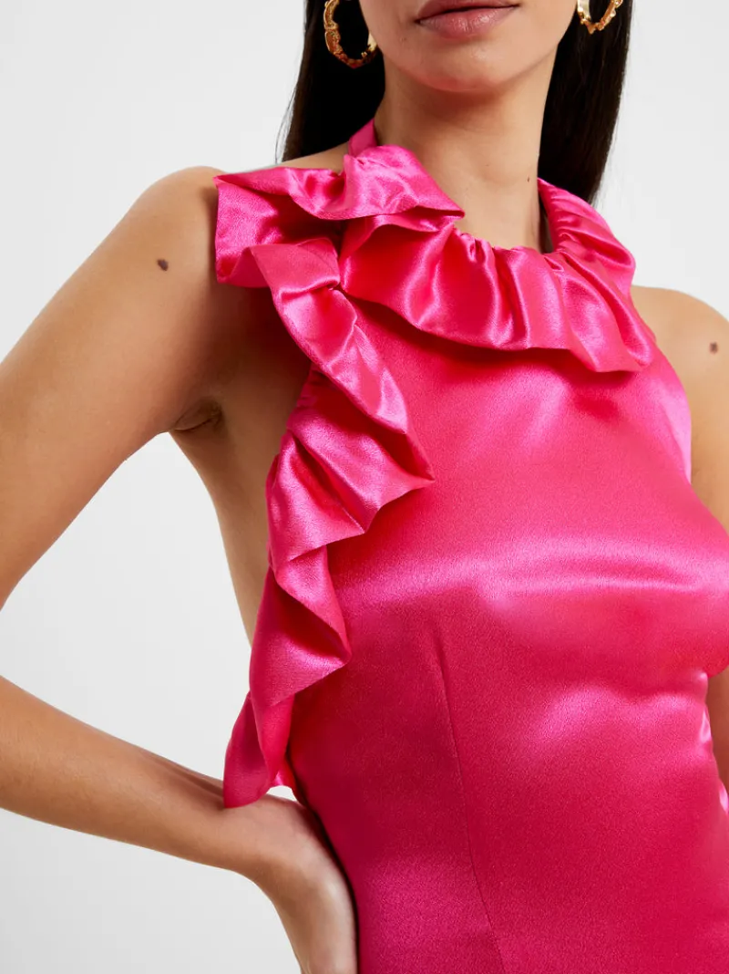 FRENCH CONNECTION Party Dresses<Adora Satin Ruffle Mini Dress Fuschia