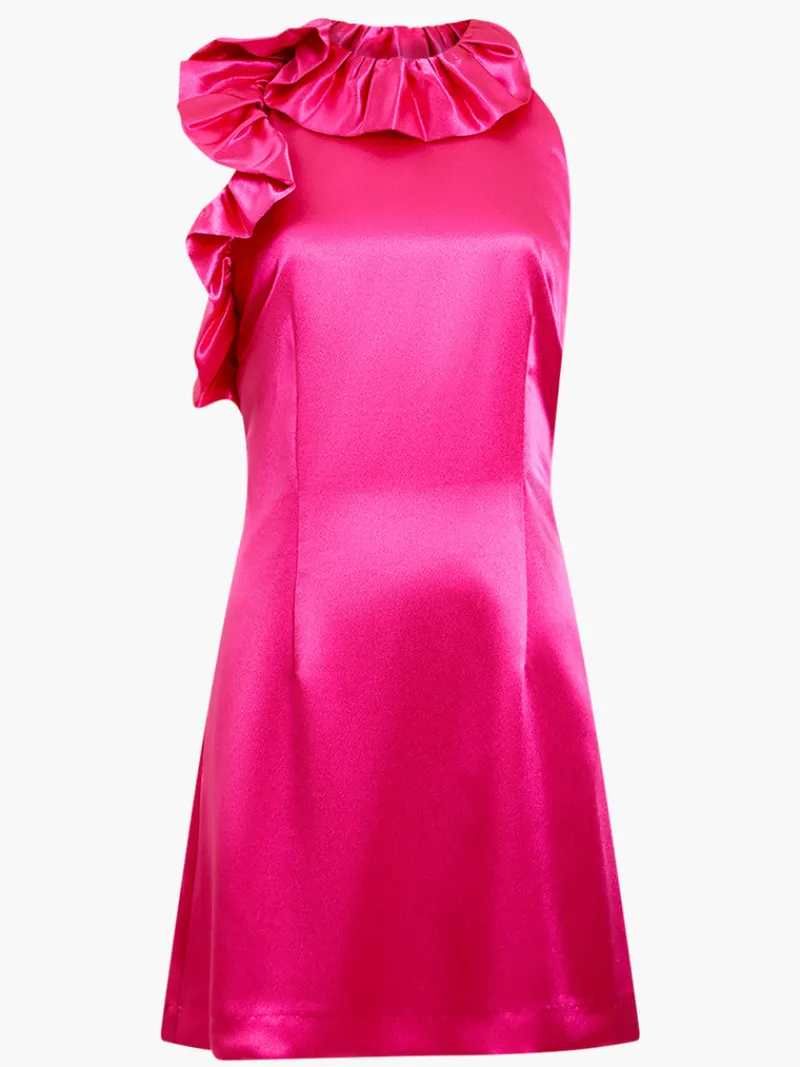 FRENCH CONNECTION Party Dresses<Adora Satin Ruffle Mini Dress Fuschia