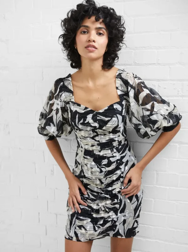 FRENCH CONNECTION Party Dresses<Ally Dinah Crinkle Ruched Mini Dress Blackout