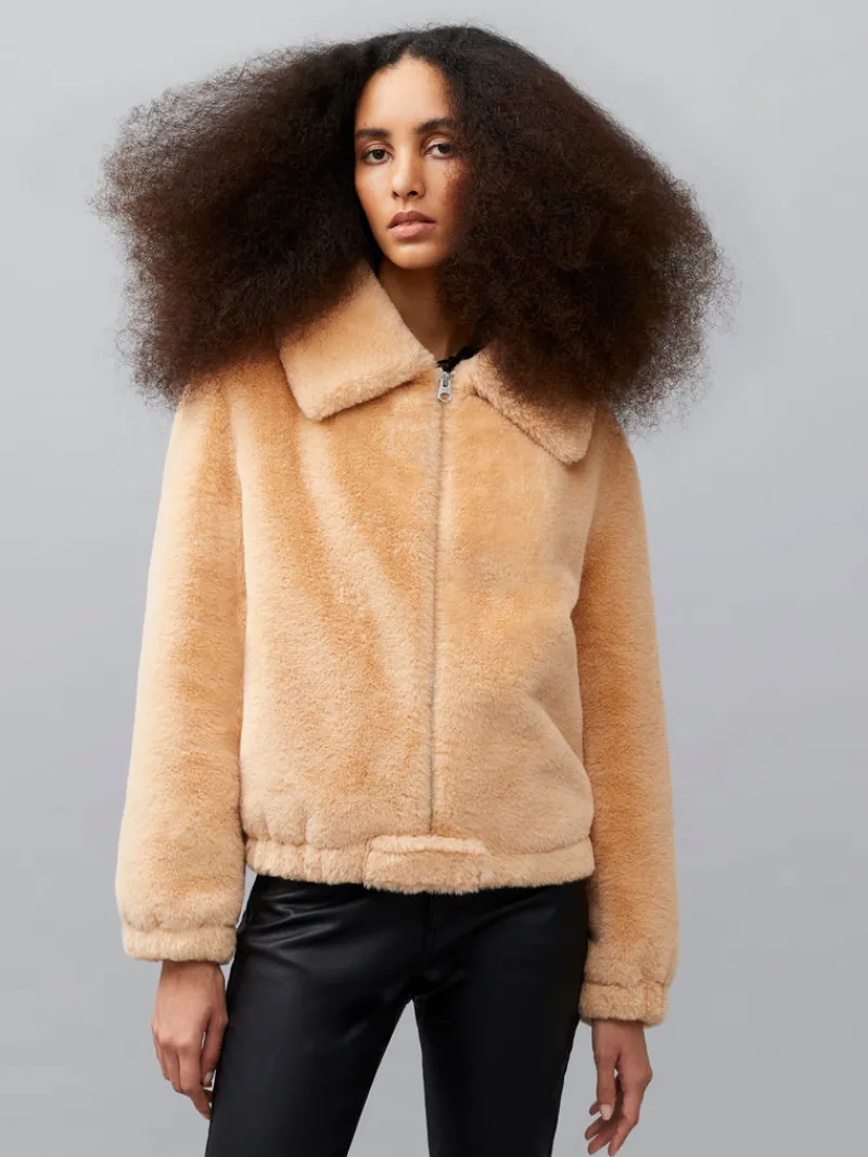 FRENCH CONNECTION Sale<Avi Iren Faux Fur Jacket ToastedAlmond