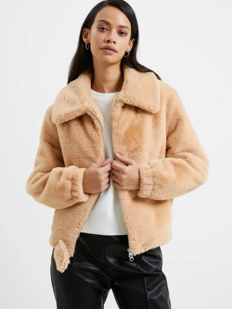 FRENCH CONNECTION Sale<Avi Iren Faux Fur Jacket ToastedAlmond