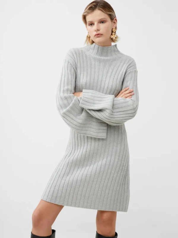 FRENCH CONNECTION Day Dresses | Mini Dresses | Dresses | Knitted Dresses<Babysoft Mock Neck Dress LgtGreyMel