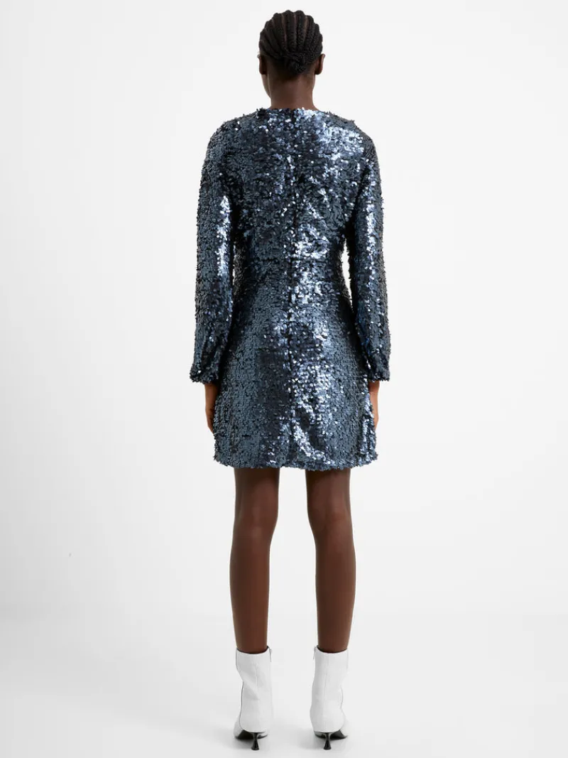 FRENCH CONNECTION Party Dresses<Bisma Sequin Wrap Mini Dress GunmetalSilver