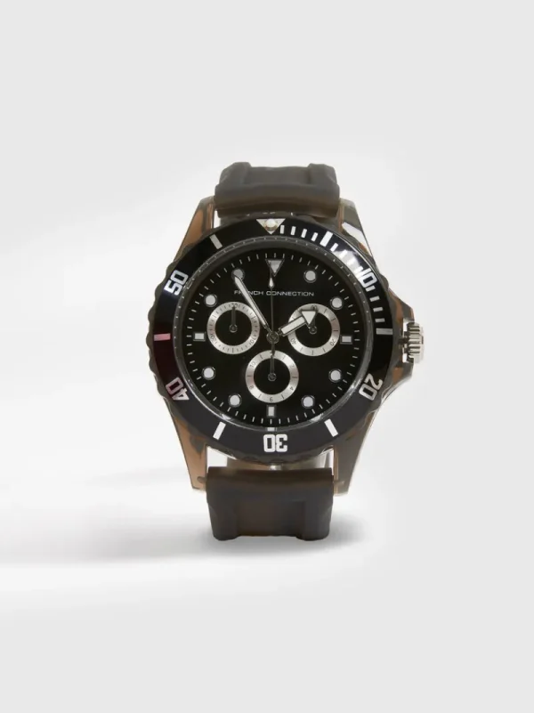 FRENCH CONNECTION Men's Watches< Silicone Strap Watch with Dial Black