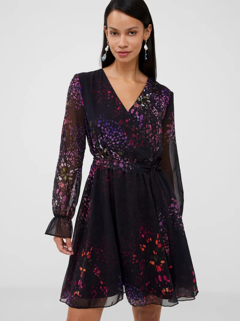 FRENCH CONNECTION Party Dresses | Wedding Guest Dresses<Bodine Wrap Printed Mini Dress BlackMulti