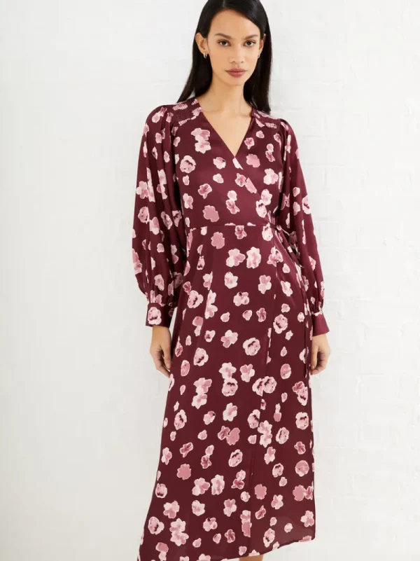 FRENCH CONNECTION Day Dresses | Wedding Guest Dresses | Sale<Bronwen Aleeya Satin Midi Dress ChocolateTruffle