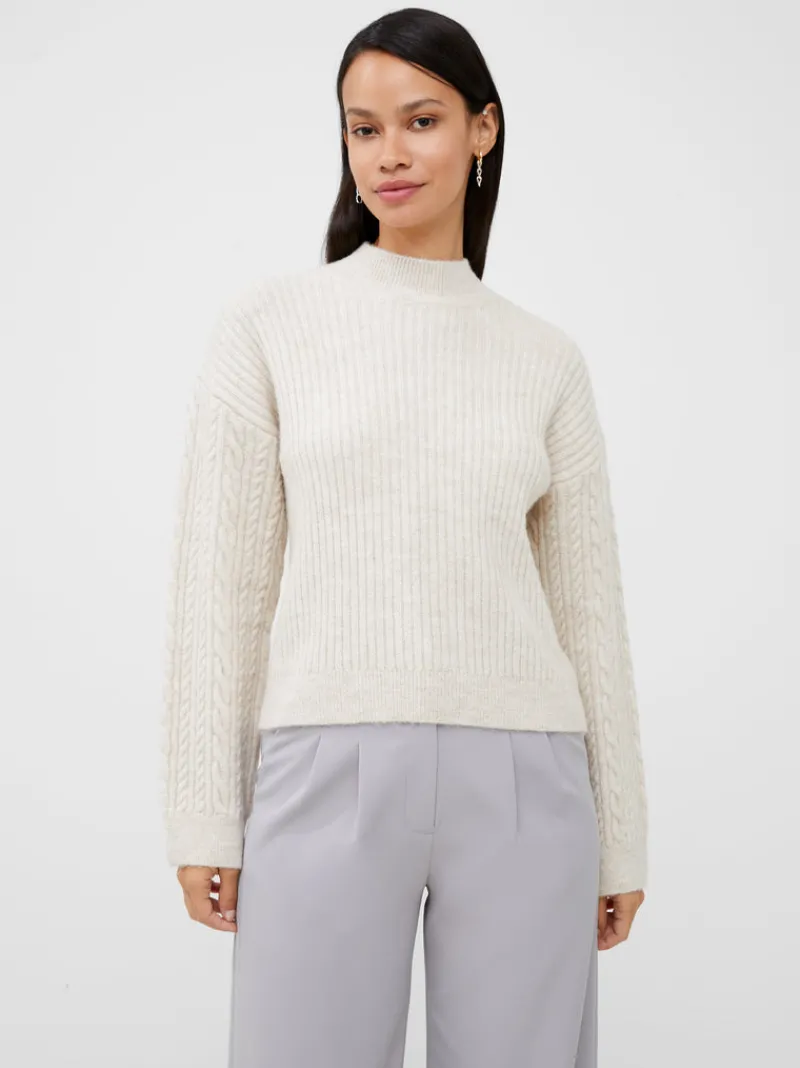 FRENCH CONNECTION Sale<Cable Knit Arm High Neck Jumper OatmealMel