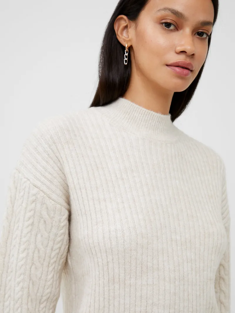 FRENCH CONNECTION Sale<Cable Knit Arm High Neck Jumper OatmealMel