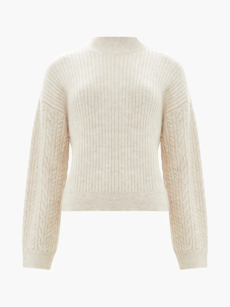 FRENCH CONNECTION Sale<Cable Knit Arm High Neck Jumper OatmealMel