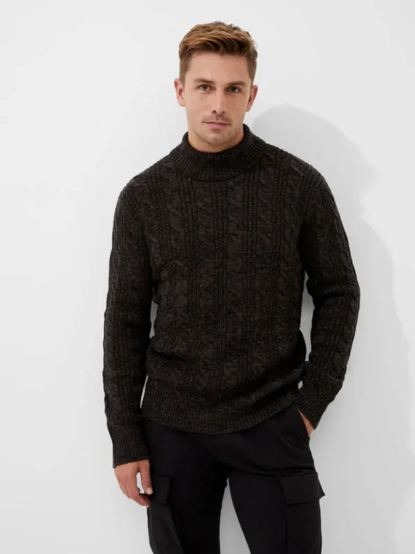 FRENCH CONNECTION Jumpers & Cardigans<Cable Knit Roll Neck Jumper Grey/DarkNavy