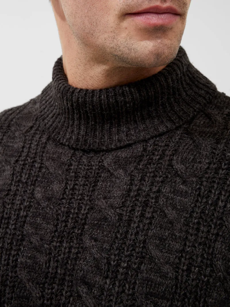 FRENCH CONNECTION Jumpers & Cardigans<Cable Knit Roll Neck Jumper Grey/DarkNavy