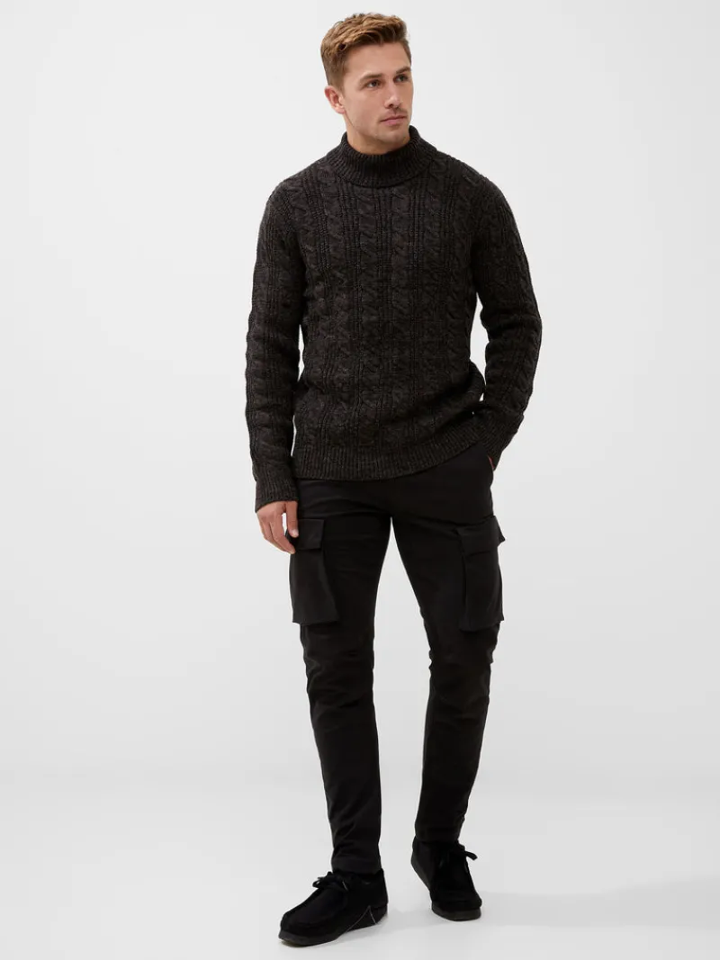 FRENCH CONNECTION Jumpers & Cardigans<Cable Knit Roll Neck Jumper Grey/DarkNavy