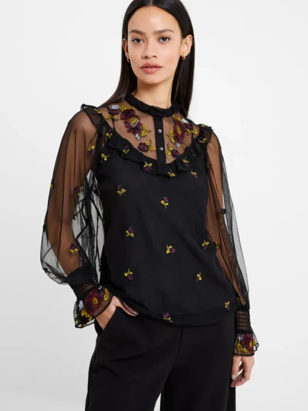 FRENCH CONNECTION Sale<Camielle Embroidered Shirt Blackout