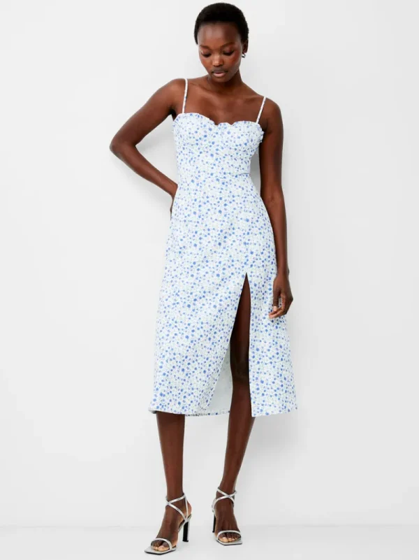FRENCH CONNECTION Floral Dresses | Midi Dresses | White Dresses | Dresses<Camille Echo Crepe Strappy Dress SumWh/BlueMulti