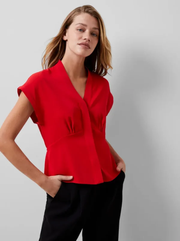 FRENCH CONNECTION Tops<Carmen Recycled Crepe Blouse TrueRed