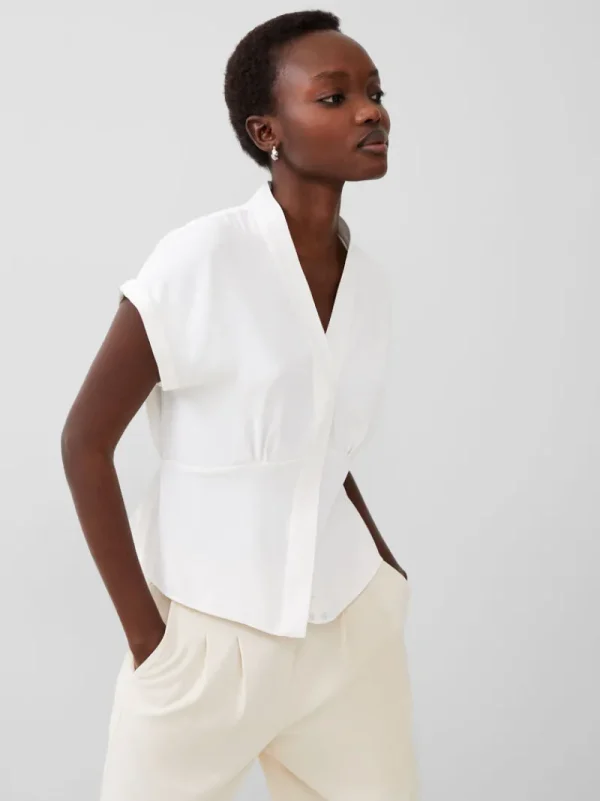 FRENCH CONNECTION Tops<Carmen Recycled Crepe Blouse SummerWhite