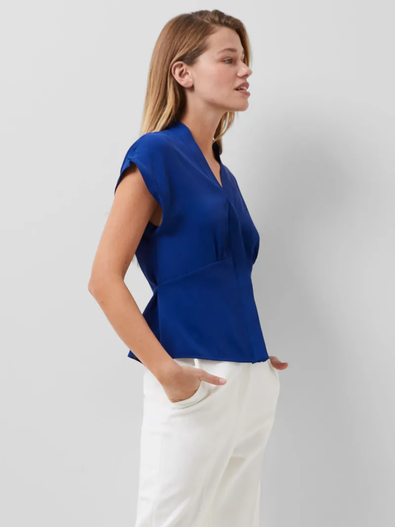 FRENCH CONNECTION Tops<Carmen Recycled Crepe Blouse CobaltBlue