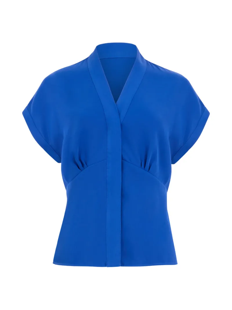 FRENCH CONNECTION Tops<Carmen Recycled Crepe Blouse CobaltBlue