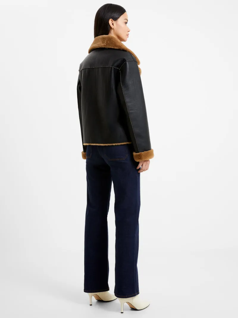 FRENCH CONNECTION Coats & Jackets<Cerys PU Faux Fur Jacket Blackout/TobaccoBrw