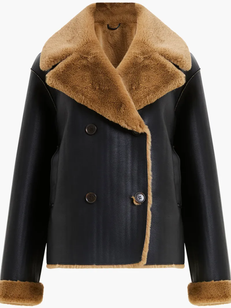 FRENCH CONNECTION Coats & Jackets<Cerys PU Faux Fur Jacket Blackout/TobaccoBrw