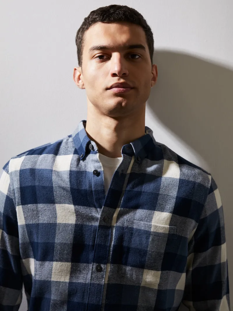 FRENCH CONNECTION Sale | Men's Shirts<Checked Flannel Shirt Blue