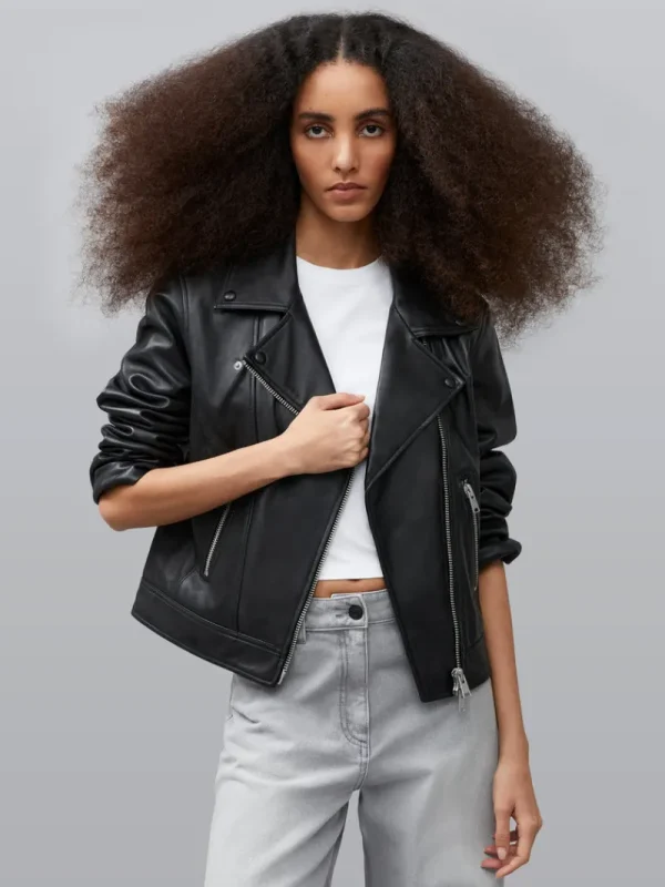 FRENCH CONNECTION Co-ords | Coats & Jackets<Connie Leather Biker Jacket Black