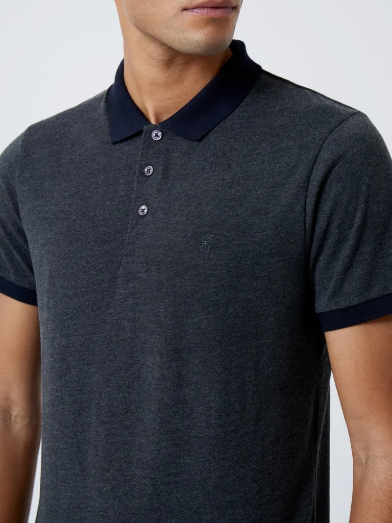 FRENCH CONNECTION T-Shirts & Polo Shirts<Contrast Collar Polo Shirt CharcoalMel/DarkNavy