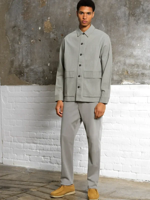 FRENCH CONNECTION Coats & Jackets<Cotton Herringbone Chore Overshirt ShadowMint
