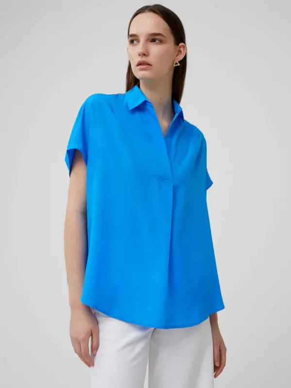 FRENCH CONNECTION Women's Shirts | Tops<Crepe Light Cap Sleeve Popover Shirt BlueSeaStar