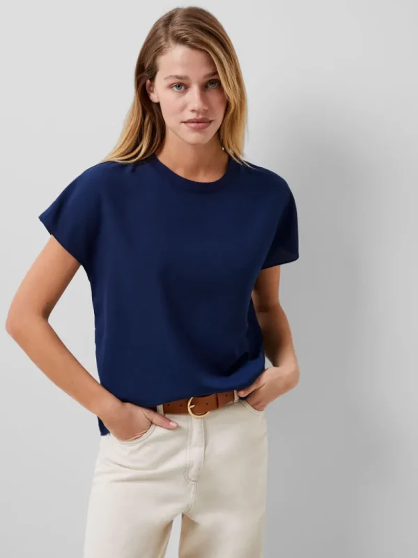 FRENCH CONNECTION Tops<Crepe Light Crew Neck Top MidnightBlue