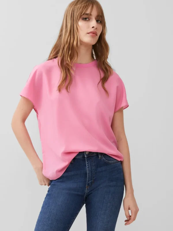 FRENCH CONNECTION Tops<Crepe Light Crew Neck Top AuroraPink