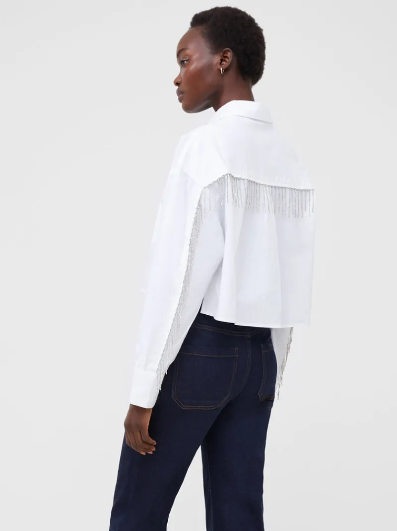 FRENCH CONNECTION Sale<Crystal Alissa Cropped Cotton Shirt LinenWhite