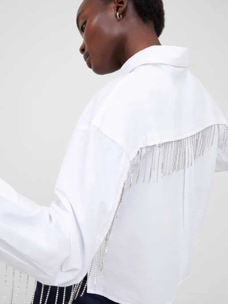 FRENCH CONNECTION Sale<Crystal Alissa Cropped Cotton Shirt LinenWhite
