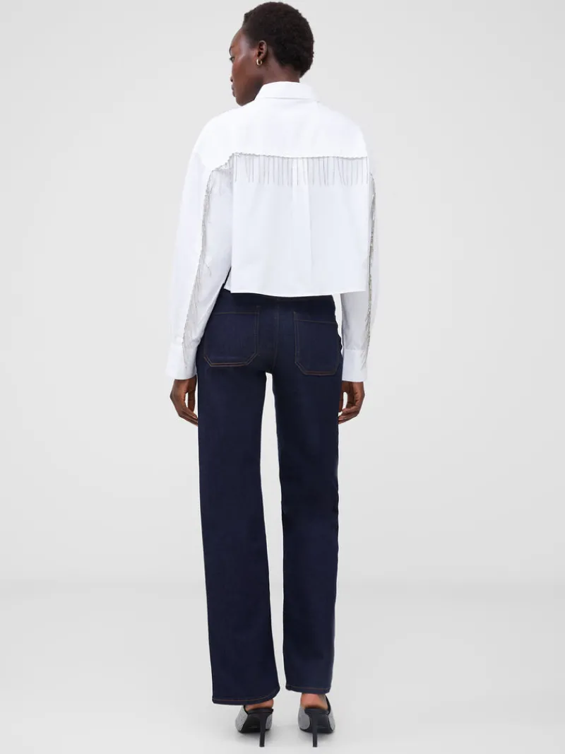 FRENCH CONNECTION Sale<Crystal Alissa Cropped Cotton Shirt LinenWhite