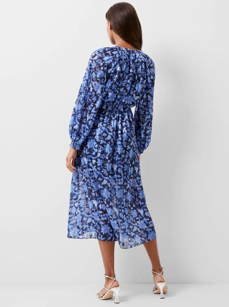 FRENCH CONNECTION Wedding Guest Dresses | Floral Dresses | Midi Dresses | Dresses | Day Dresses | Blue Dresses<Cynthia Fauna Midi Dress MidnightBlue