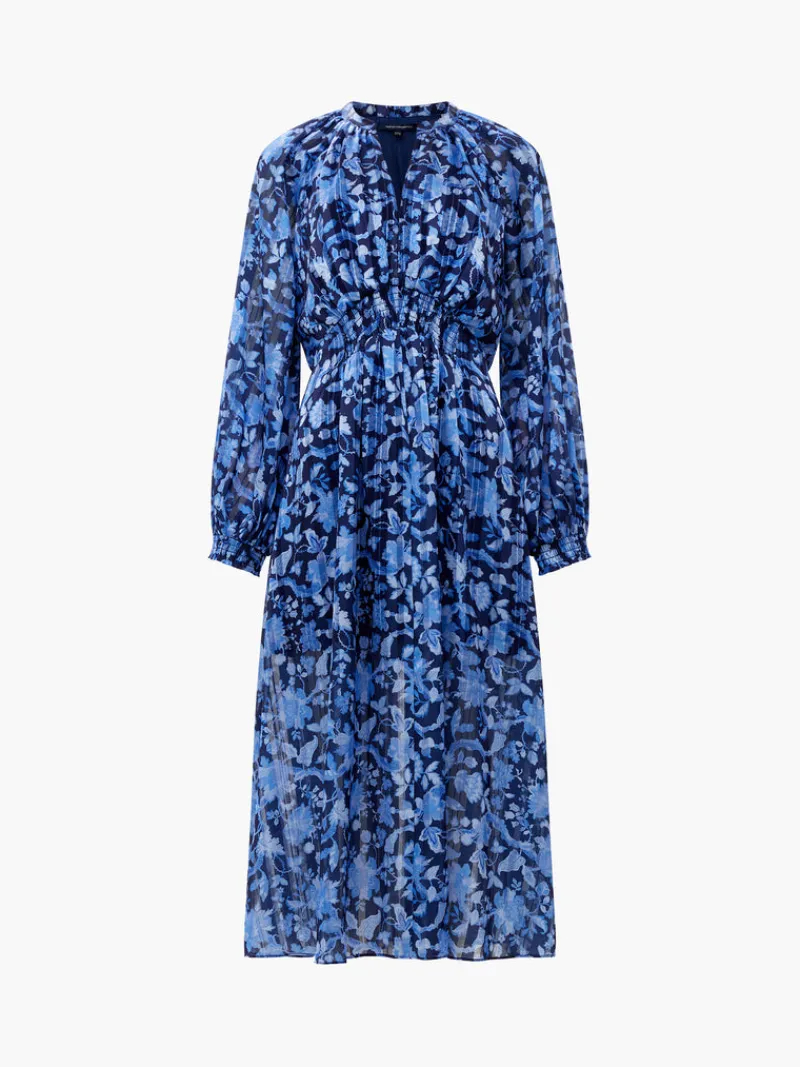 FRENCH CONNECTION Wedding Guest Dresses | Floral Dresses | Midi Dresses | Dresses | Day Dresses | Blue Dresses<Cynthia Fauna Midi Dress MidnightBlue