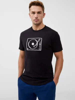 FRENCH CONNECTION T-Shirts & Polo Shirts<Deck Embroided Organic T-Shirt BlackOnyx