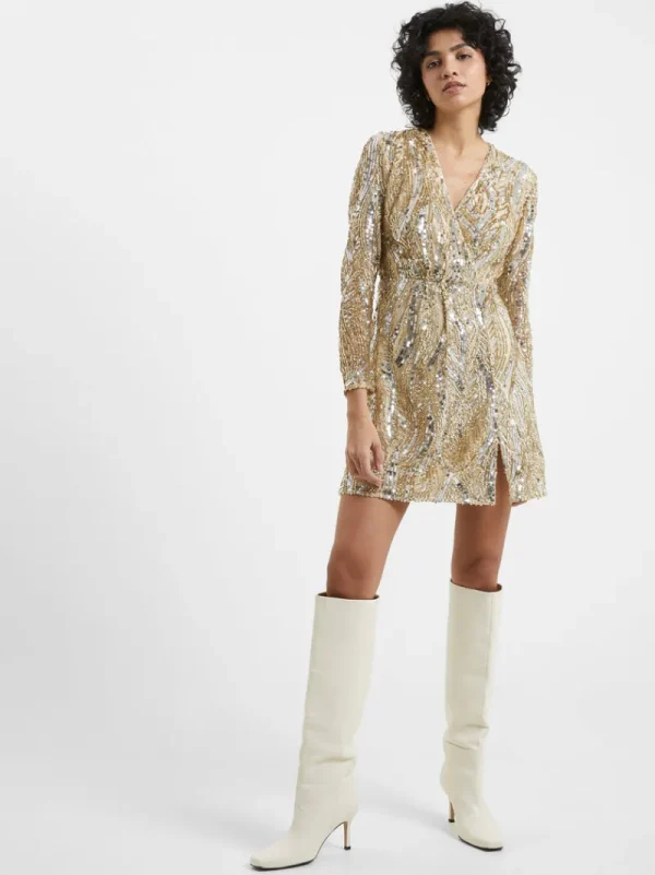 FRENCH CONNECTION Party Dresses<Deniz Embellished Mini Dress Cement/Gold