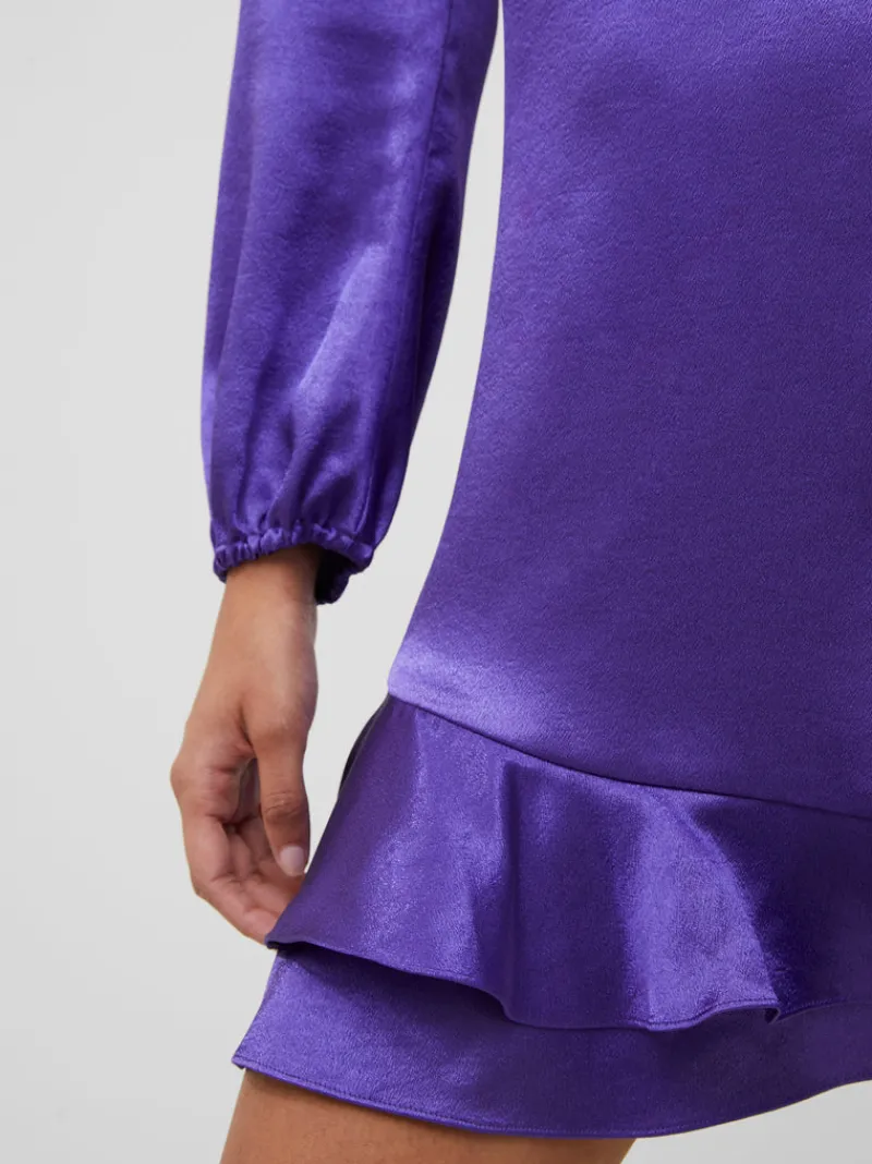 FRENCH CONNECTION Party Dresses | Wedding Guest Dresses<Denney Satin V-Neck Mini Dress CobaltViolet