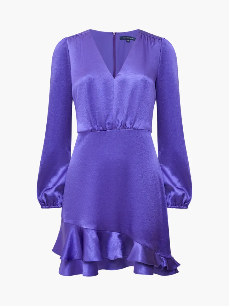 FRENCH CONNECTION Party Dresses | Wedding Guest Dresses<Denney Satin V-Neck Mini Dress CobaltViolet