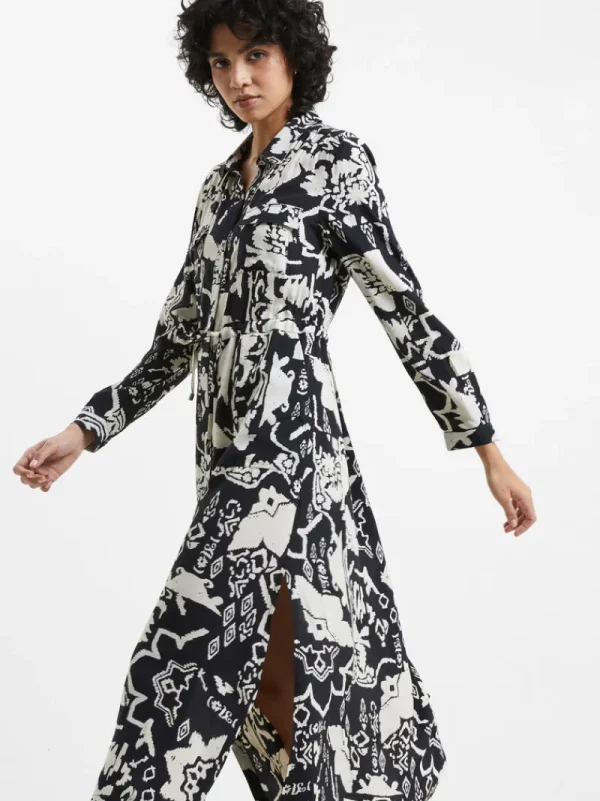 FRENCH CONNECTION Day Dresses | Wedding Guest Dresses<Deon Eco Delphine Drape Shirt Dress Black/Cream