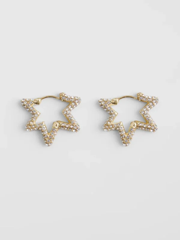 FRENCH CONNECTION Jewellery<Diamante Star Hoop Earrings Gold/Diamente