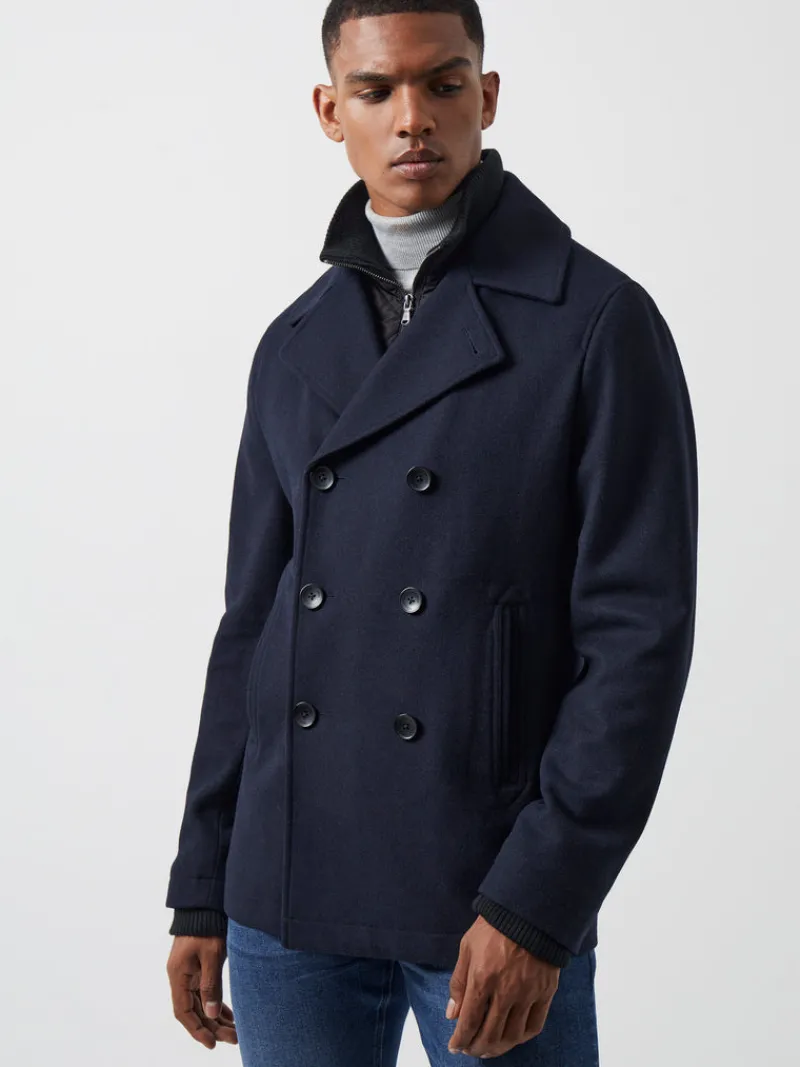 FRENCH CONNECTION Coats & Jackets<Double Breasted Layered Pea Coat DarkNavy