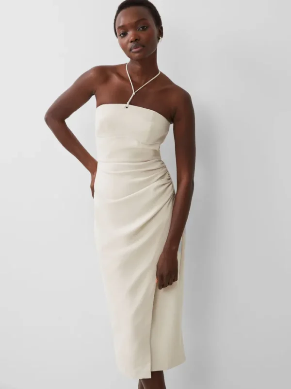 FRENCH CONNECTION Midi Dresses | Dresses<Echo Crepe Halterneck Midi Dress SilverLining