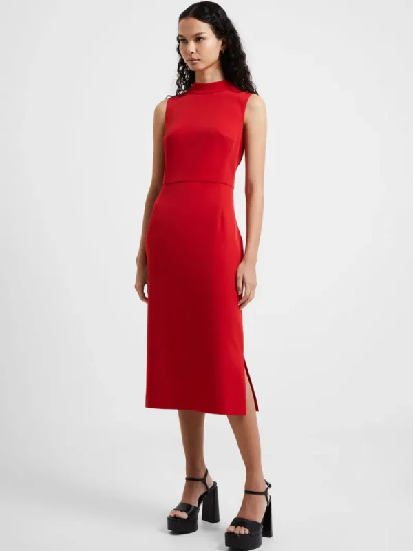 FRENCH CONNECTION Wedding Guest Dresses<Echo Crepe Mock Neck Dress WarmRed