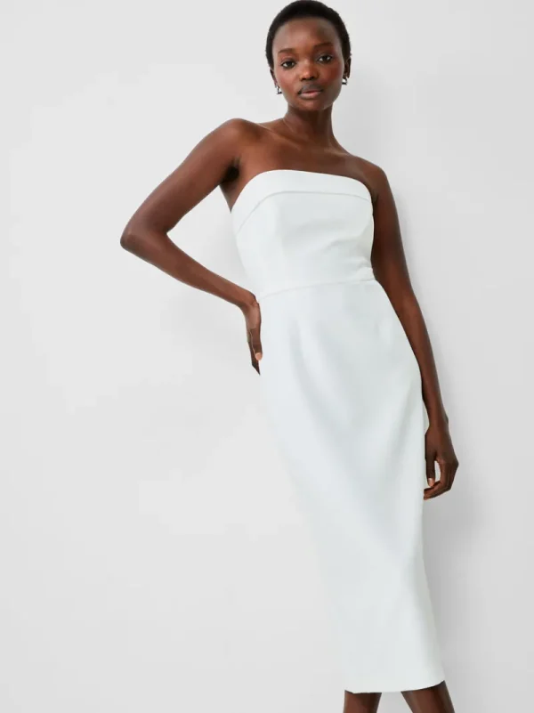 FRENCH CONNECTION Party Dresses | White Dresses | Dresses | Midi Dresses<Echo Crepe Strapless Midi Dress SummerWhite