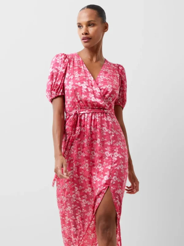 FRENCH CONNECTION Wedding Guest Dresses | Floral Dresses | Midi Dresses | Dresses<Elianna Devore Midi Dress RaspberrySorbet/Aza